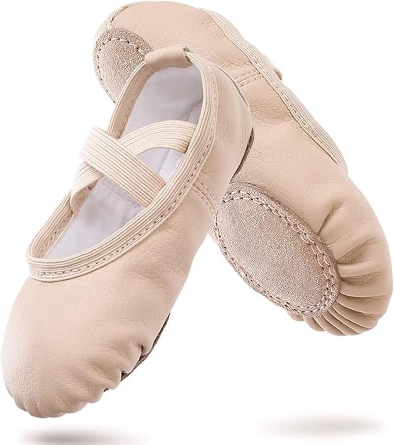 Balletschoenen dames Balletschoenen Voor Meisjes Beige Zachte PU Leren Dansschoenen Met Antislip Zool Geschikt Voor Ballet Yoga & Thuis- Voor