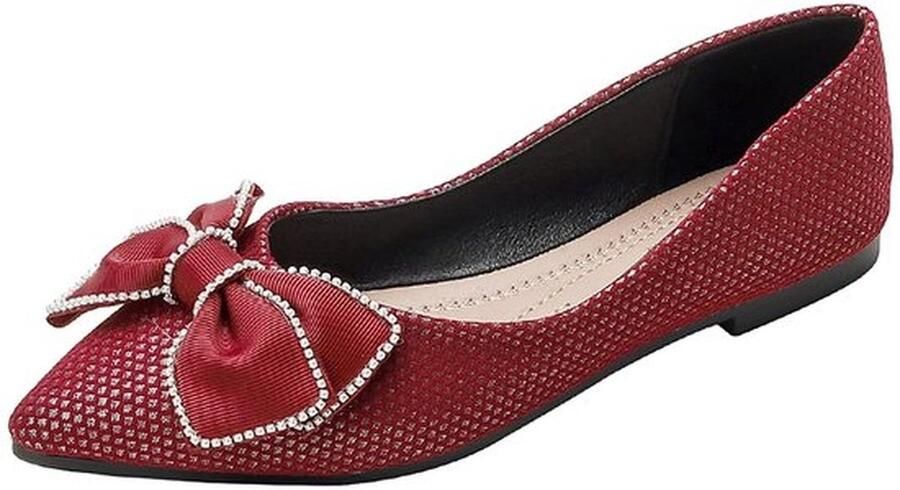 Balletschoenen Dames Platte Slip-on Casual Balletpakje Elegante Ballerina's Strikdecoratie Zachte Hak Rubberen Zool Flat Shoes
