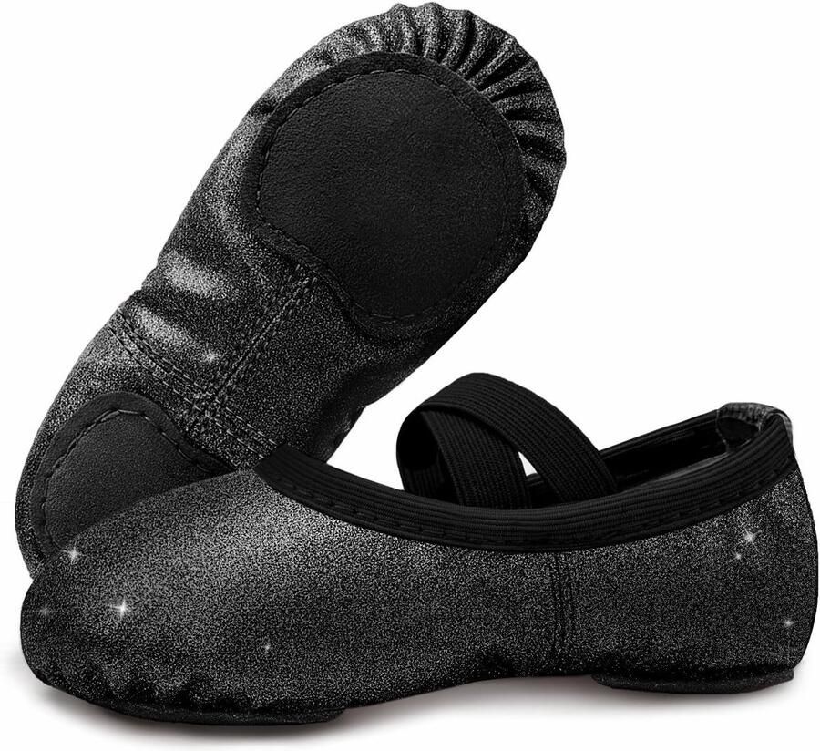 Balletschoenen Glitter Splitzool Leren Zool Dansschoenen Kinderen Comfortabel Ademend Antislip Ballerina's Peuter Kleuter voor Balletles Dansvoorstelling Turnen
