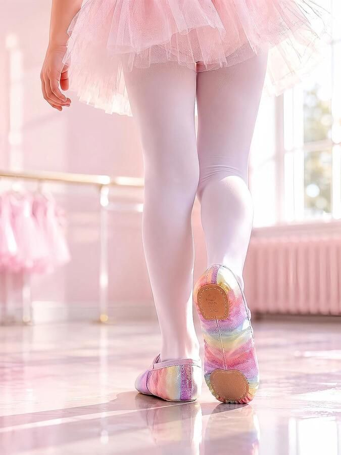 Balletschoenen Glitter Splitzool Leren Zool Dansschoenen Kinderen Comfortabel Ademend Antislip Ballerina's Peuter Kleuter voor Balletles Dansvoorstelling Turnen