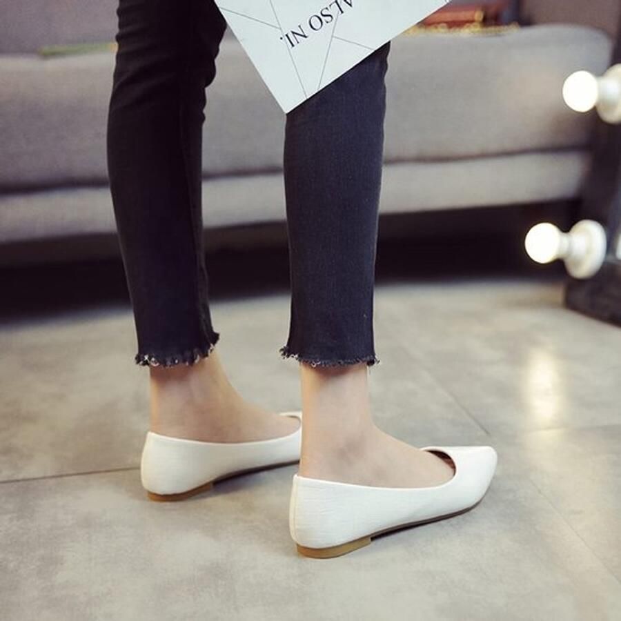 Balletschoenen Platte Slip-On Ballerina Schoenen Casual Mode Puntige Teen Comfortabele Splitsing Grid Ballet Flats