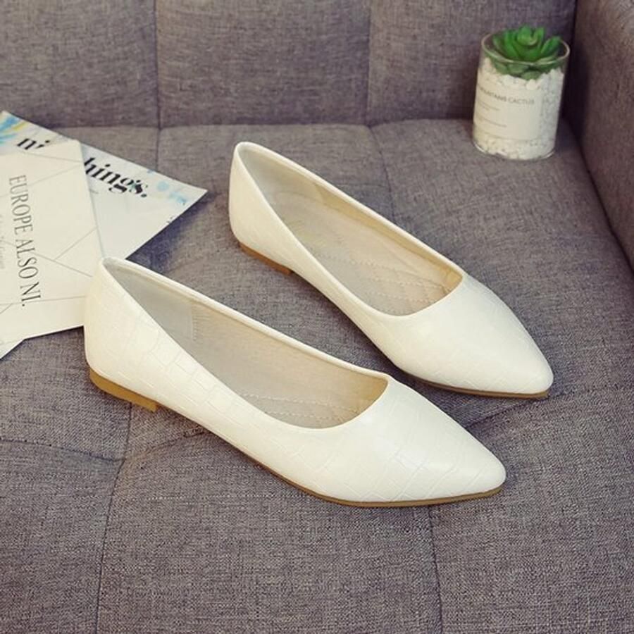 Balletschoenen Platte Slip-On Ballerina Schoenen Casual Mode Puntige Teen Comfortabele Splitsing Grid Ballet Flats