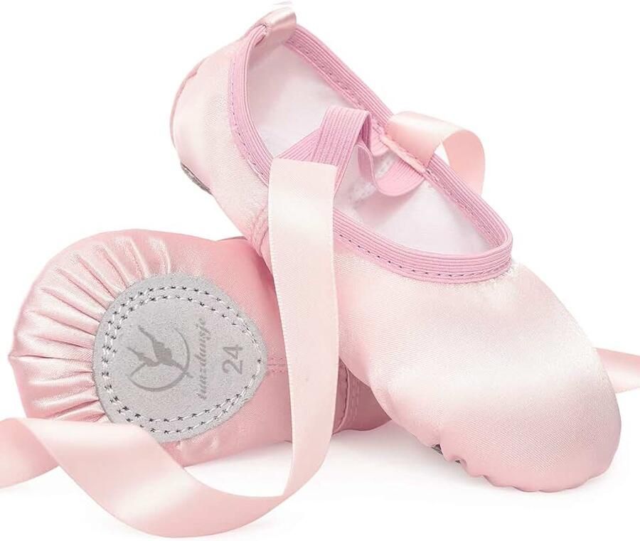 Balletschoenen roze balletschoenen satijn met band dansschoenen gedeelde leren zool voor meisjes kinderen dames in