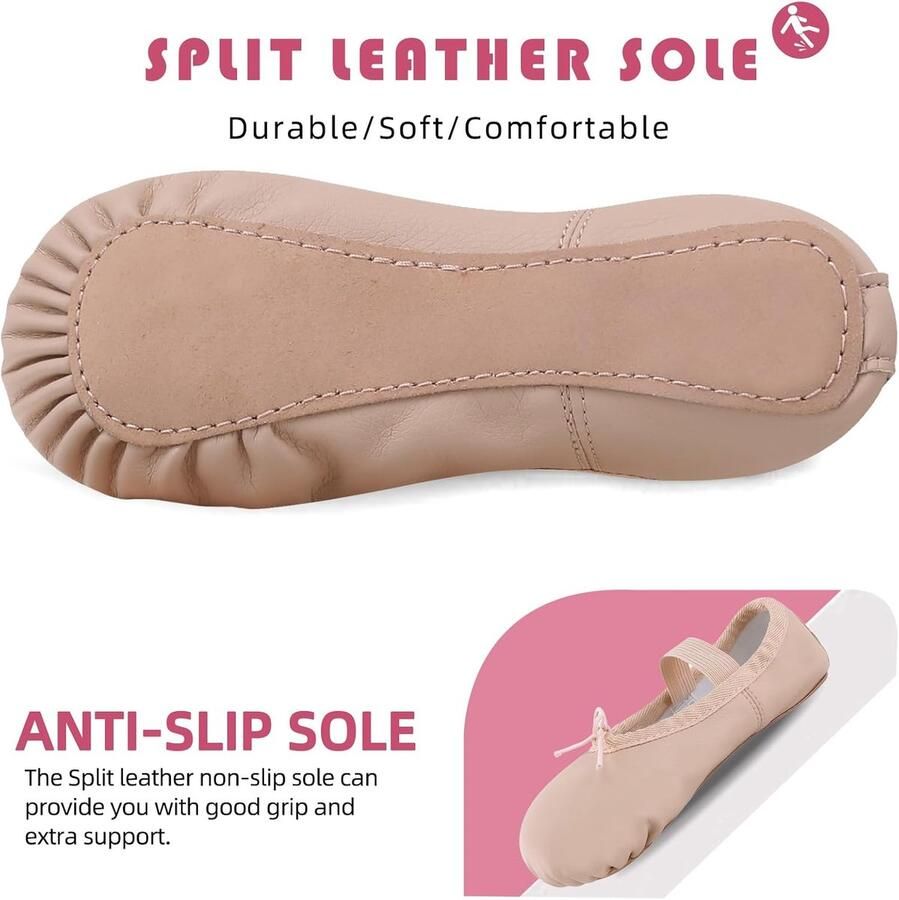 Balletschoenen van leer balletschoenen meisjes dansschoenen voor dames gymnastiekschoen met hele leren zool voor kinderen en volwassenen