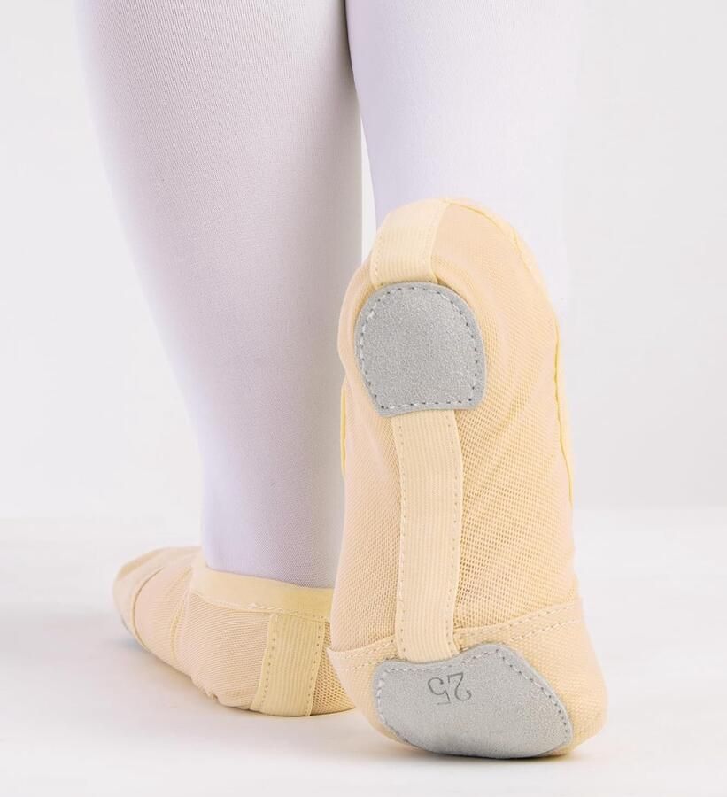 Balletschoenen voor meisjes baletschoenen voor kinderen rekbare balletschoenen splitleer zool dansschoenen canvas mesh splicing balletschoenen balerinaschoenen gymnastiekschoenen abrikoos