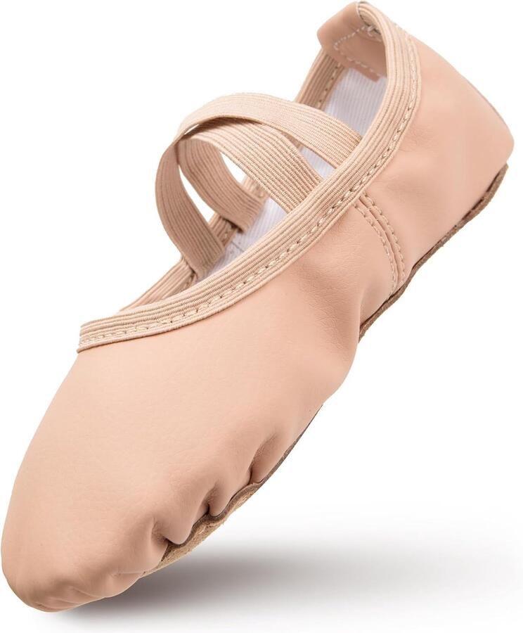 Balletschoenen voor meisjes balletschoenen van leer kinderen leren zool dansschoenen gymnastiekschoen met dikke katoenen voering ballet roze