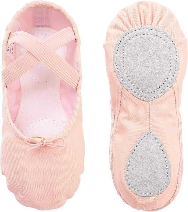 Balletschoenen voor Meisjes en Dames Dansschoenen met Leerzool voor Peuters en Volwassenen in Roze Zwart en Beige