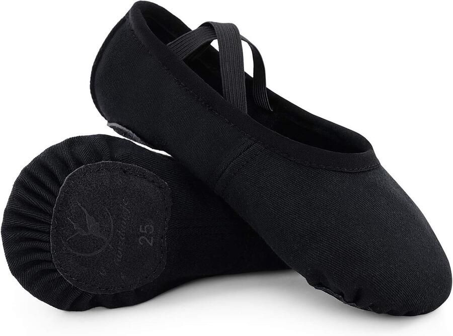 Balletschoenen voor meisjes en vrouwen rekbare canvas dansschoenen voor kinderen en volwassenen zwart comfortabel en ademend
