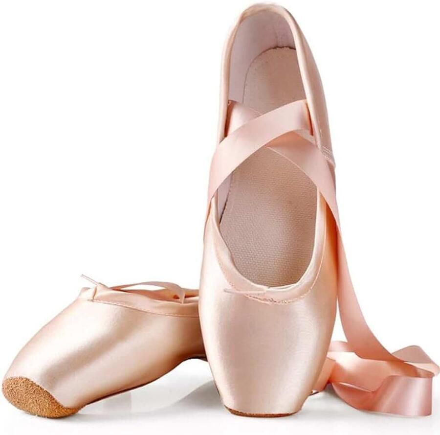 Balletschoenen voor meisjes en dames roze satijn kant koeienleer zool dansschoenen balletschoenen