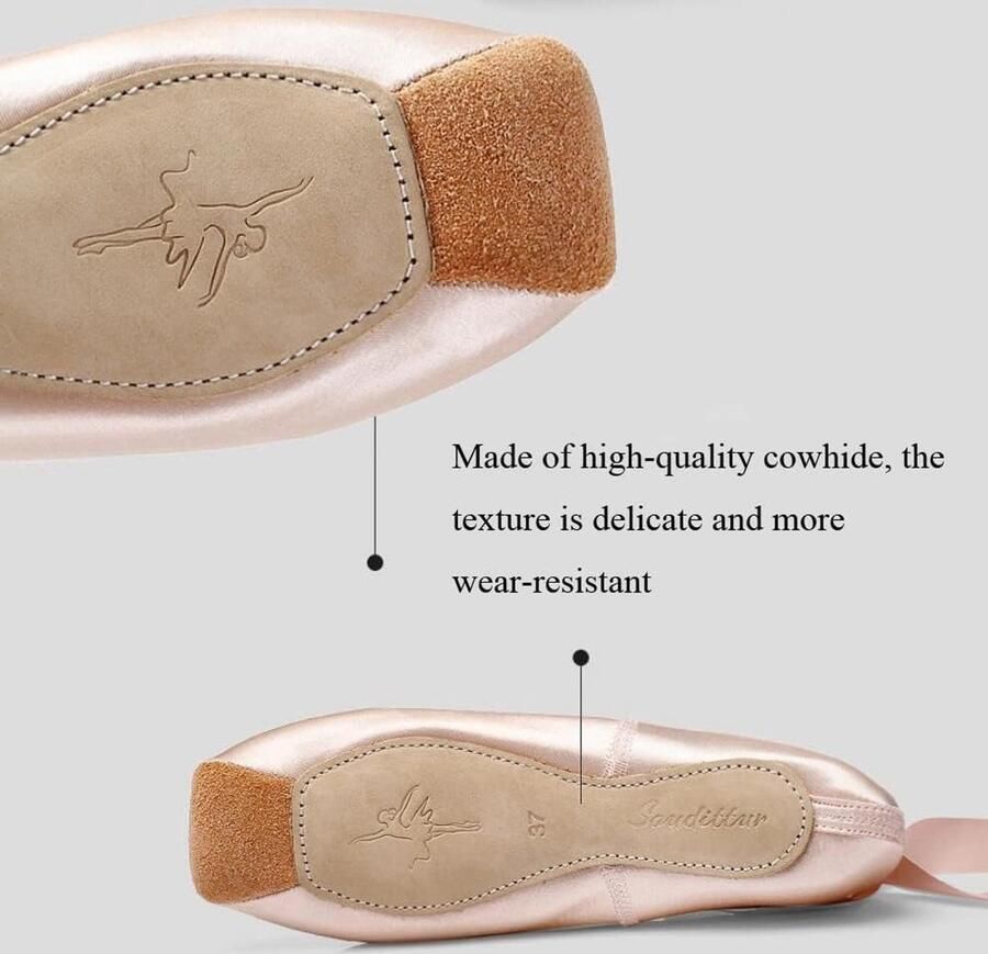 Balletschoenen voor meisjes en dames roze satijn kant koeienleer zool dansschoenen