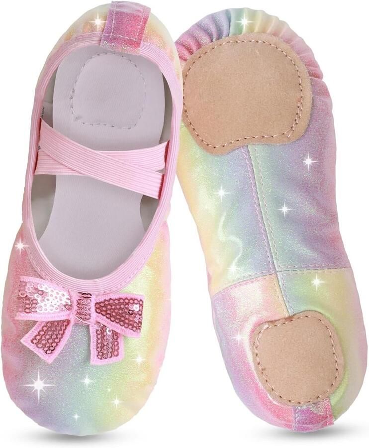 Balletschoenen voor Meisjes en Peuters met Glitters en Schattige Strik Ideaal voor Dans en Training