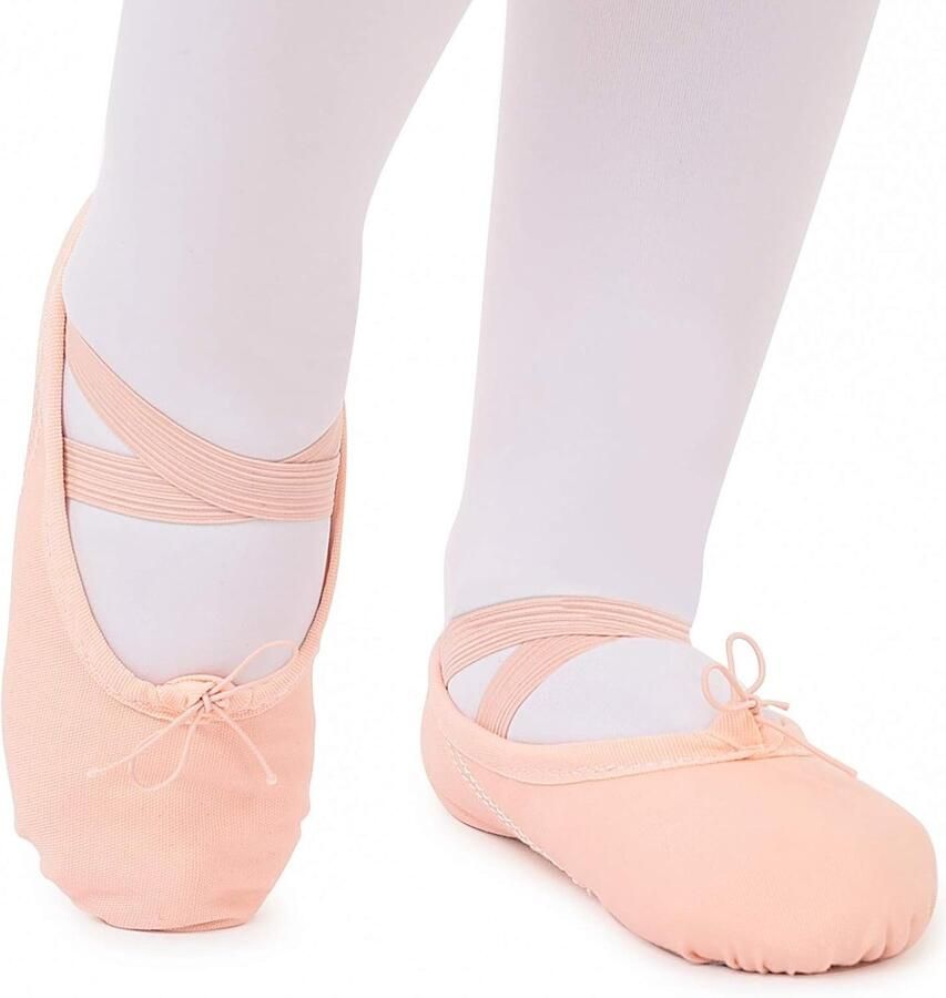Balletschoenen voor Meisjes en Vrouwen Dansschoenen met Lederen Zool voor Peuters in Roze Zwart en Beige