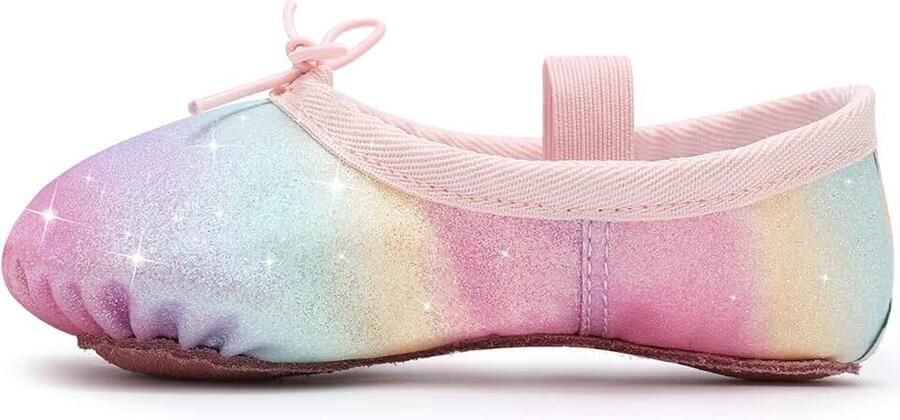 Balletschoenen voor meisjes glitter balletdansschoenen leren dansplaatsen met volledige zool balletdansschoenen voor kinderen peuter voor dansprestaties gymnastiek