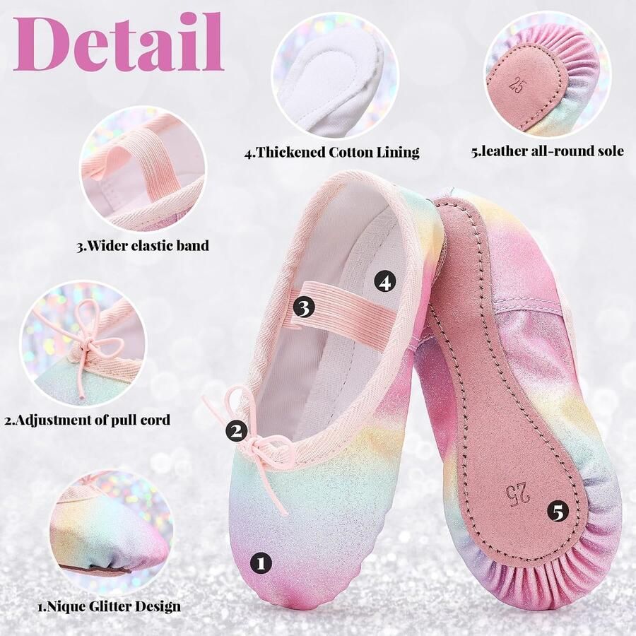 Balletschoenen voor meisjes glitter balletdansschoenen leren