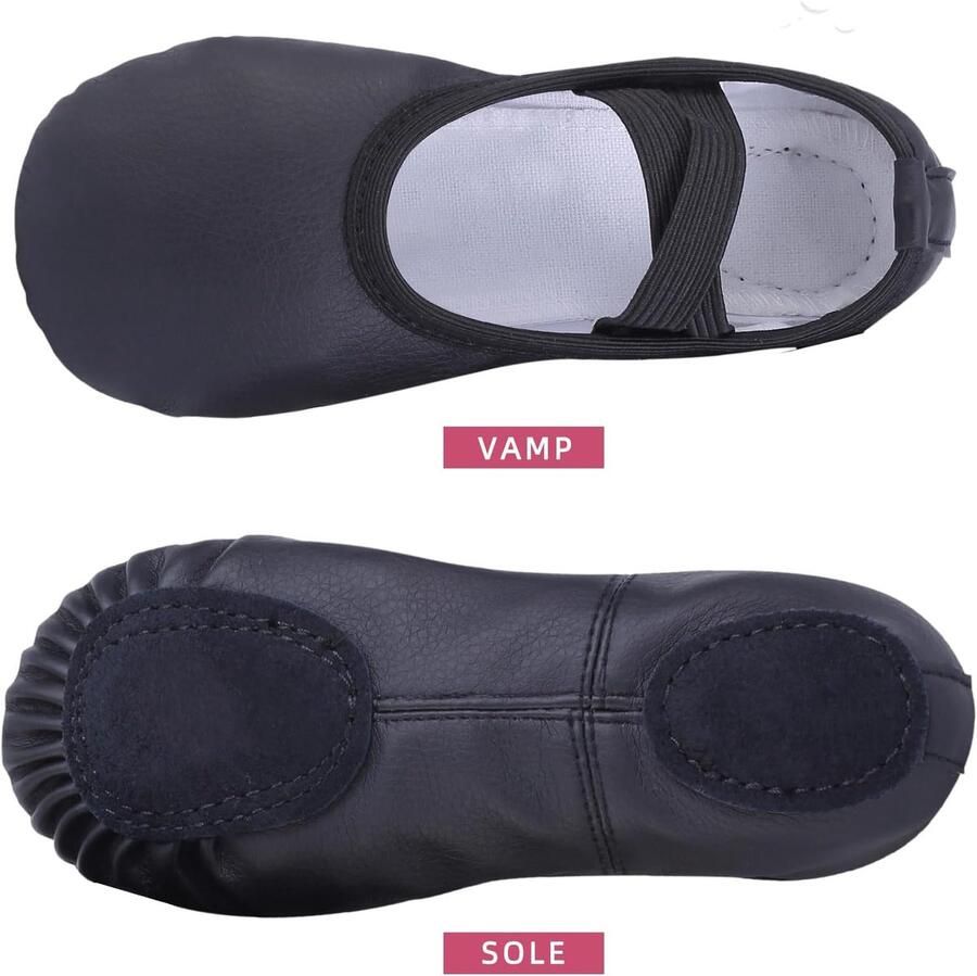 Balletschoenen voor Meisjes Leer Balletschoenen voor Gesplitste Zool Dansschoenen voor Kinderen en Volwassenen Zwart