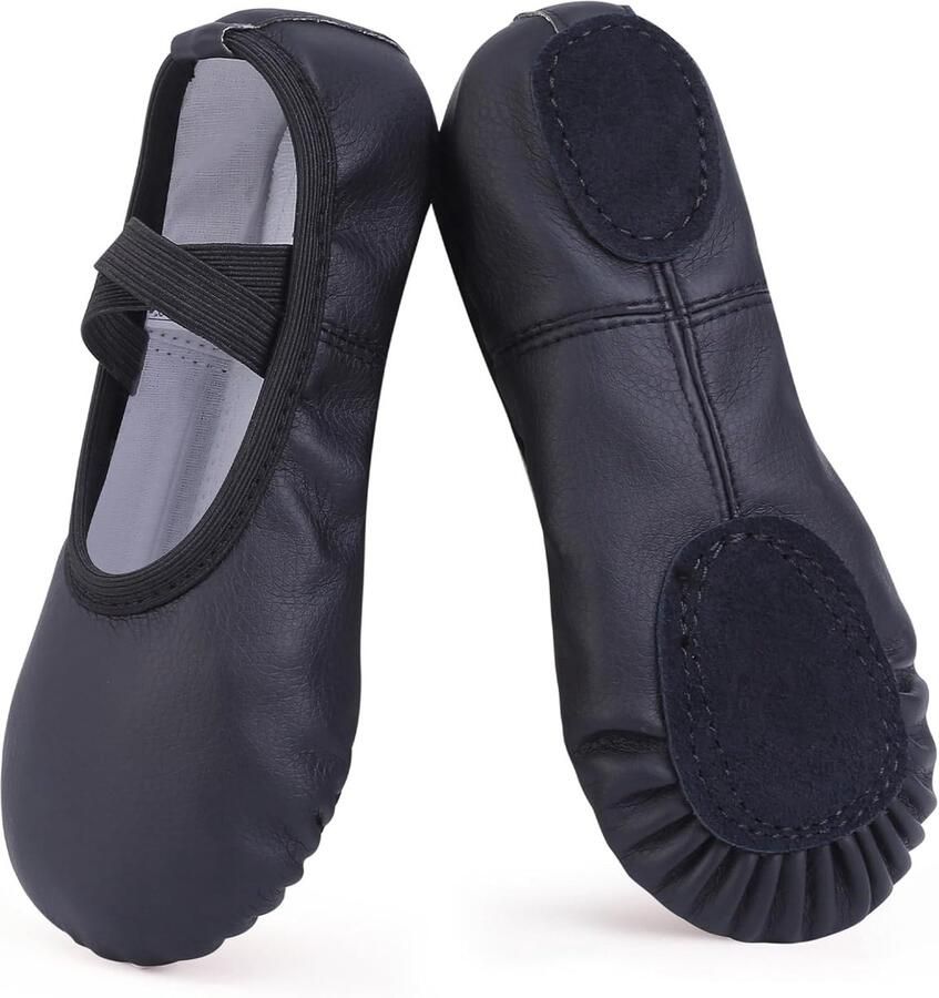 Balletschoenen voor Meisjes PU Leer Balletschoenen Zwart 42 Gesplitste Zool