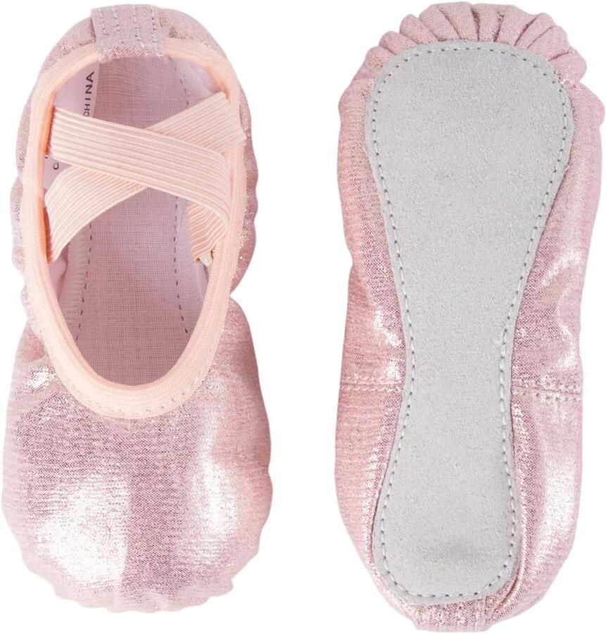 Balletschoenen voor meisjes met elastieken glitters platte zool en dansslippers voor vrouwen kinderen peuters en volwassenen