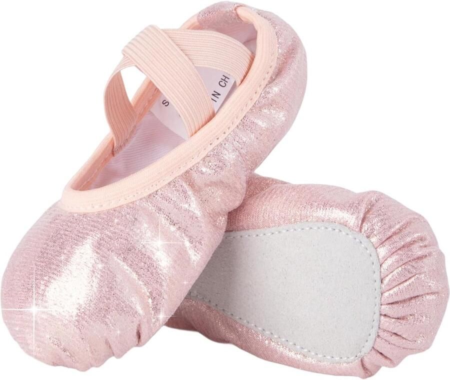 Balletschoenen voor meisjes met elastieken glitters platte zool en dansslippers voor vrouwen kinderen peuters en volwassenen