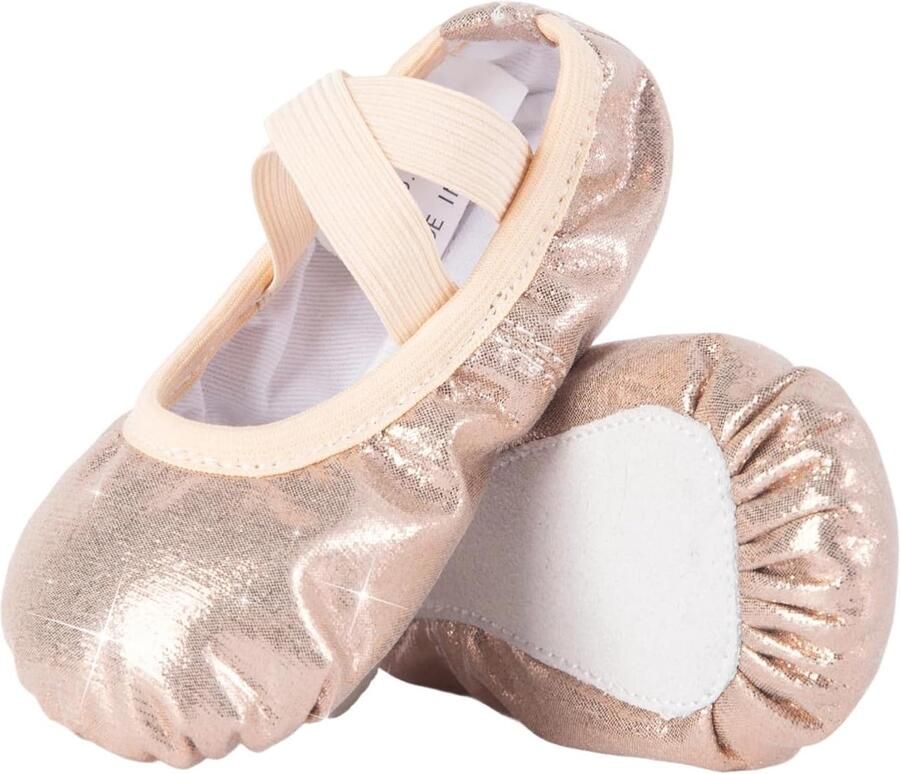 Balletschoenen voor meisjes met elastieken glitters platte zool en dansslippers voor vrouwen kinderen peuters en volwassenen