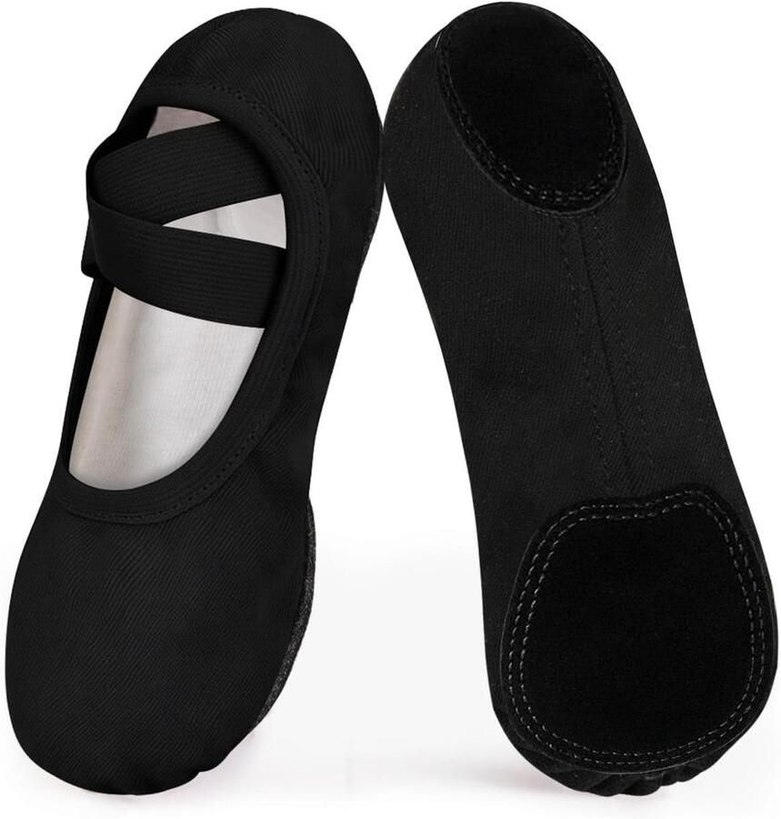 Balletschoenen voor Meisjes met Gesplitste Zool en Kruiselings Elastische Bandjes voor Peuters Kinderen en Volwassenen