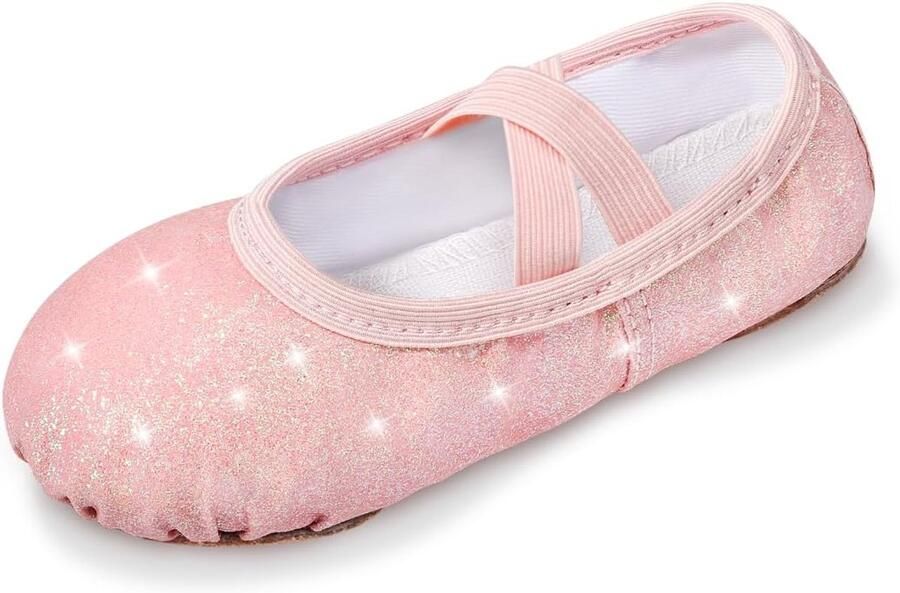 Balletschoenen voor meisjes peuters glitterdansschoenen splitzool balletschoenen voor kinderen ballerina's met elastische kruisbanden
