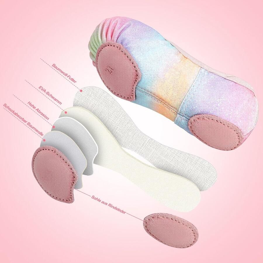Balletschoenen voor meisjes peuters glitterdansschoenen splitzool balletschoenen voor kinderen ballerina's met elastische kruisbanden