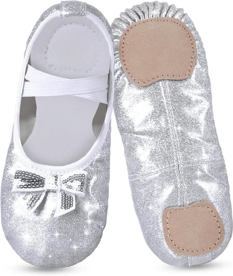 Balletschoenen voor meisjes peuters kinderen balletschoenen glitterdesign met een schattige boog gedeeld balletdansschoenen