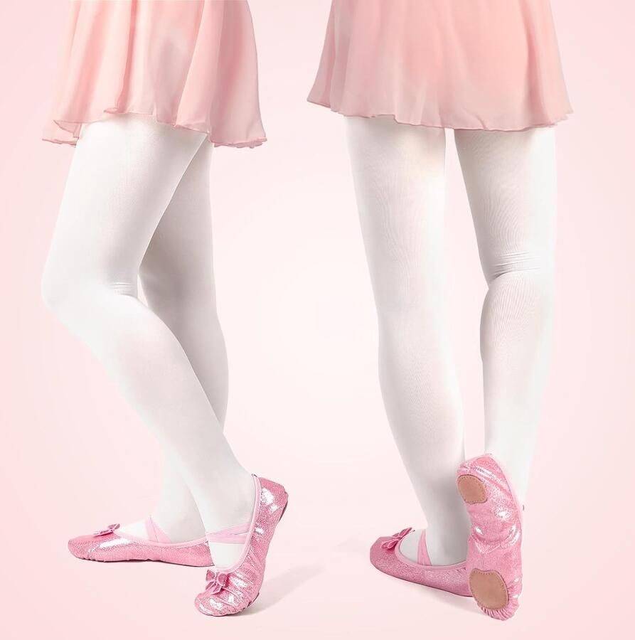 Balletschoenen voor meisjes peuters kinderen balletschoenen glitterdesign met een schattige boog gedeeld balletdansschoenen