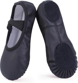 Balletschoenen voor Meisjes PU Leer Balletschoenen Zwart 36 Gesplitste Zool