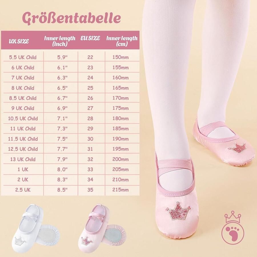 Balletschoenen voor meisjes satijn balletschoenen met glanzende kroon gedeelde zool dansschoenen baletslippers kinderen geen stropdas ballerinaschoenen