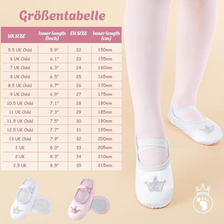 Balletschoenen voor meisjes satijn balletschoenen met glanzende kroon gedeelde zool dansschoenen baletslippers kinderen geen stropdas ballerinaschoenen