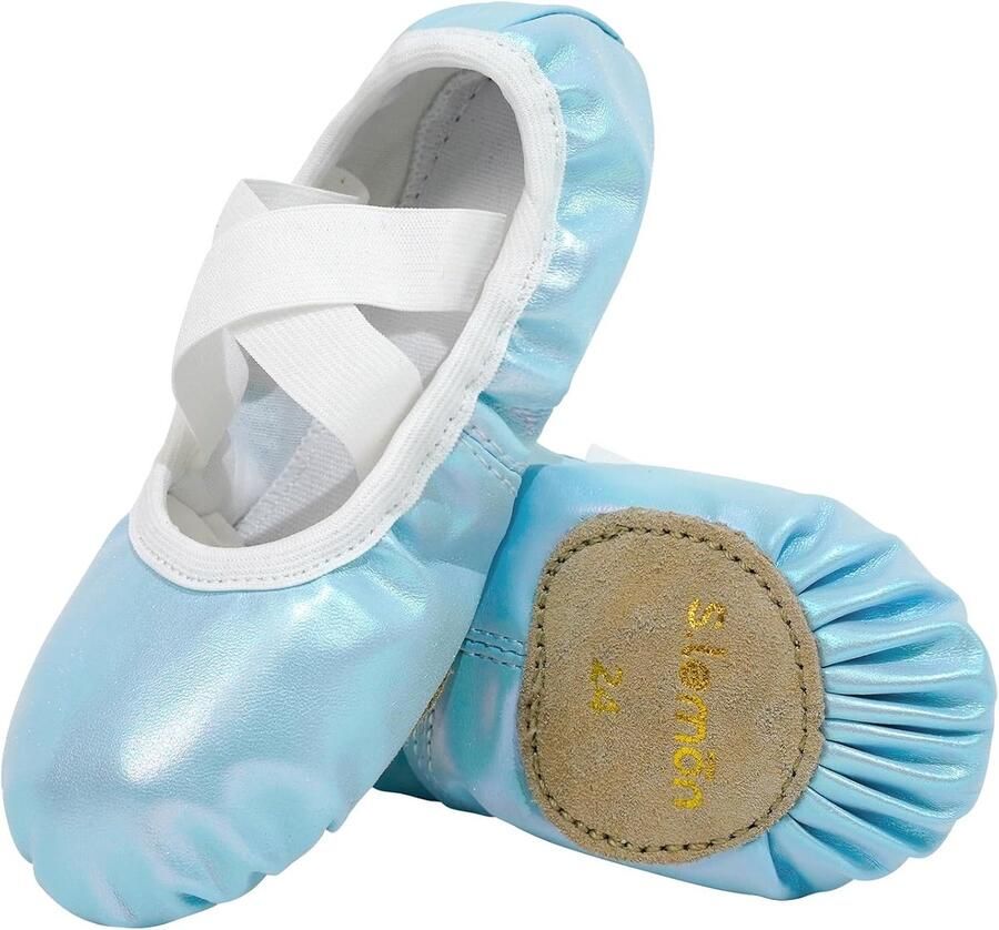 Balletschoenen voor meisjes volledig lederen dansschoen suède splitzool iriserende ballerina's slippers