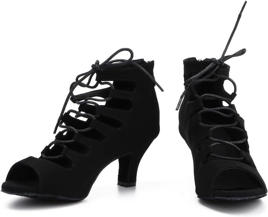 Ballroom Latin Dans Schoenen Salsa Bachata Tango Moderne Sociale Dansschoenen Suede Zool Bruiloft Dans Schoenen 969 Zwart hak 39.5