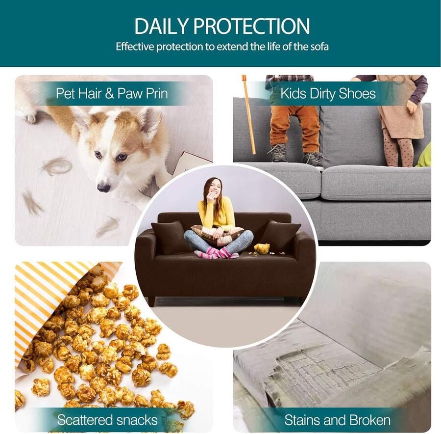 Bank slipcover Super Stretch Bank Cover fit 1 zitplaatsen Polyester Spandex Gedrukt Slipcovers voor Loveseat Bank Meubilair Cover Protector met Elastische & Anti-Slip riem 1 Seater bruin