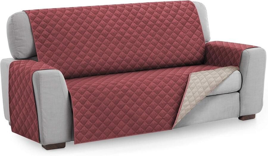 Bankbeschermer Bankhoes 2-zits Universeel Sofa Rood Ideaal voor huisdieren en kinderen. Gewatteerde bankbeschermer tegen vlekken haren krassen en dagelijkse slijtage