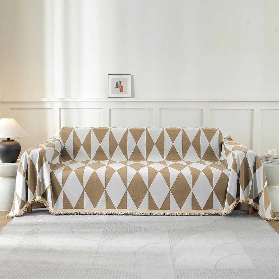 Bankhoes 180x (4 plaatsen) Universele Vier Seizoenen Bankhoes met Armleuningen Bankhoes voor Vlekbestendige Home Decor Khaki Bankovertrek voor 1 2 3 4-zitsbank universele bankovertrek bankhoes plaid