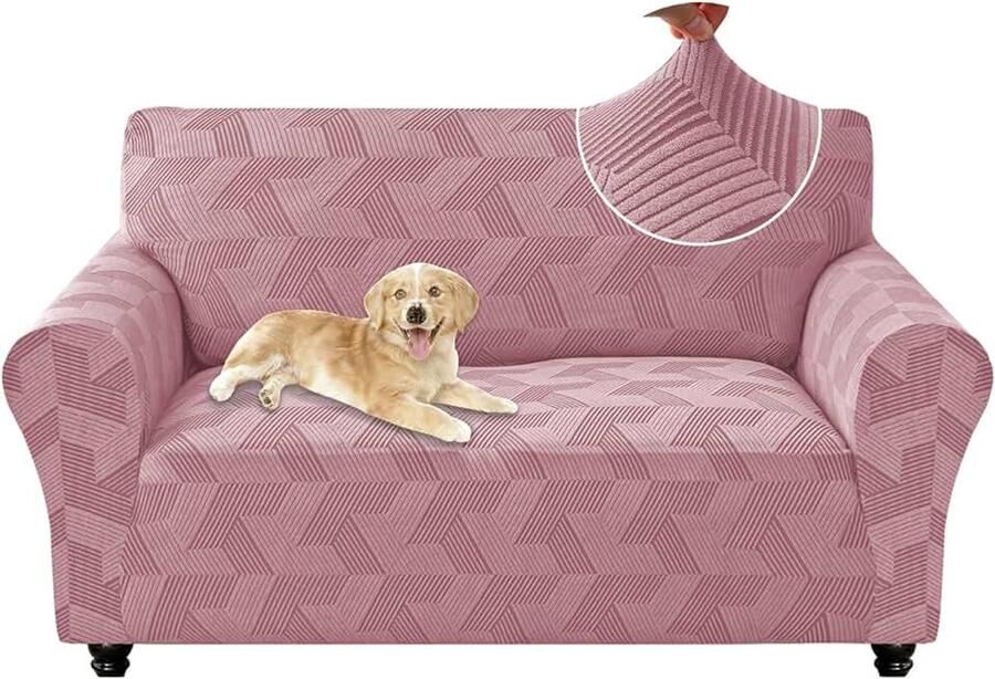 Bankhoes 2 Zits Copridivani Per Divani Elasticizzato Universele Rasbestendig Meubelhoes Anti-Slip Bankhoes Voor Woonkamer Lavabili Voor Huisdier Vriendelijke Roze