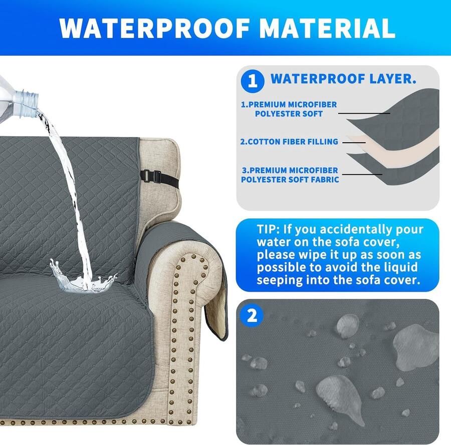 Bankhoes 2 Zits Krasbestendig Bankhoezen Voor Honden Kat Huisdier Universele Sofahoes Met Armleuningen Meubelhoes Antislip Voor Bank Donkergrijs