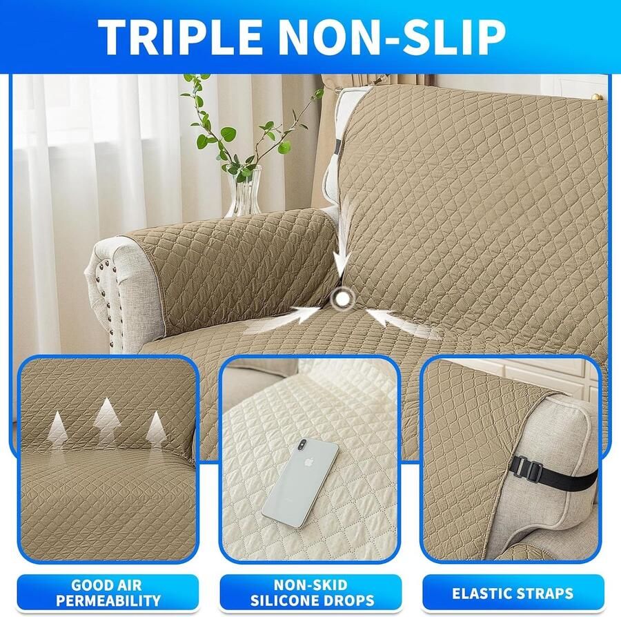 Bankhoes 2 Zits Krasbestendig Bankhoezen Voor Honden Kat Huisdier Universele Sofahoes Met Armleuningen Meubelhoes Antislip Voor Bank Khaki