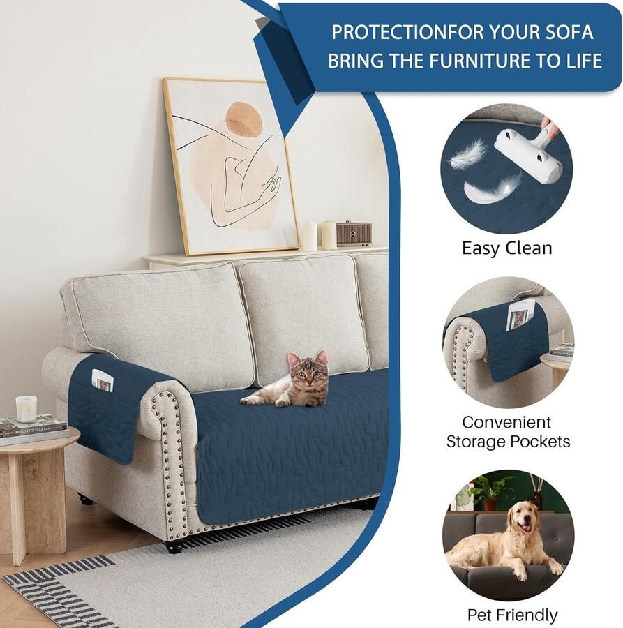 Bankhoes 2 Zits Rugloze Waterbestendig Bankhoezen Universele Bankbeschermer Huisdieren Krasbestendig Bank Hoes Sofa Set For Living Room Antislip Hoezen Voor Banken Berlijns Blauw
