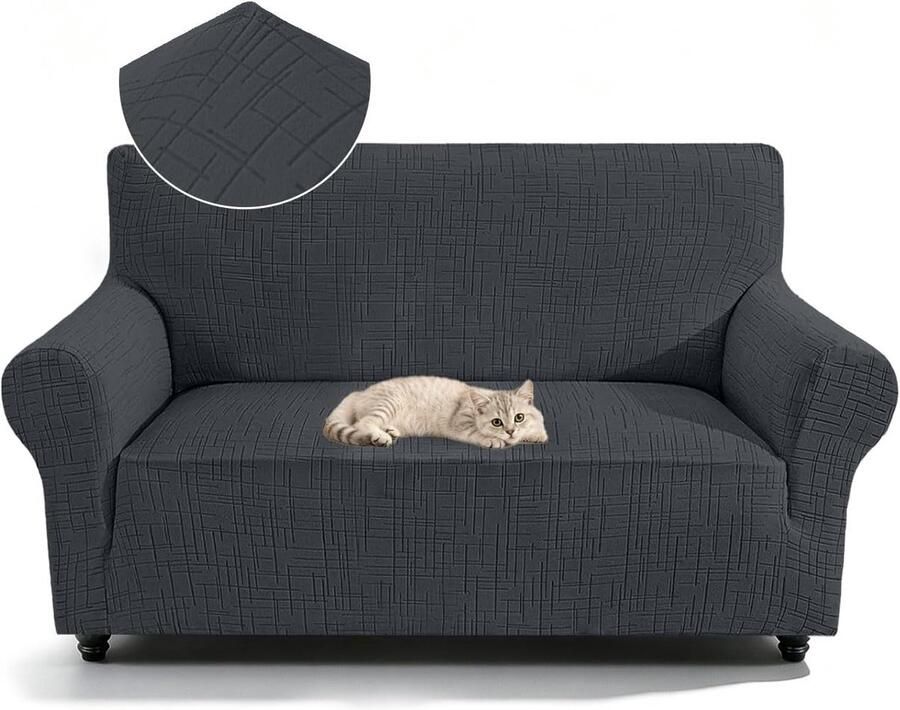 Bankhoes 2 Zits Universele Elastische Bankbeschermer Bankovertrek Voor Woonkamer Antislip Krasbestendig Bankhoezen Sofa Cover Met Anti-Slip Schuim Bank Hoes