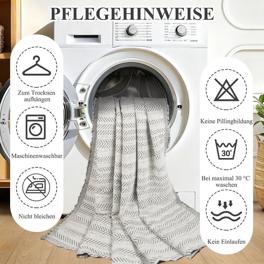 Bankhoes 2-zits visgraat chenille met kwastjes waterafstotend wasbaar bankovertrek krasbescherming voor honden katten kinderen bankbescherming zwart 180 x - Foto 2