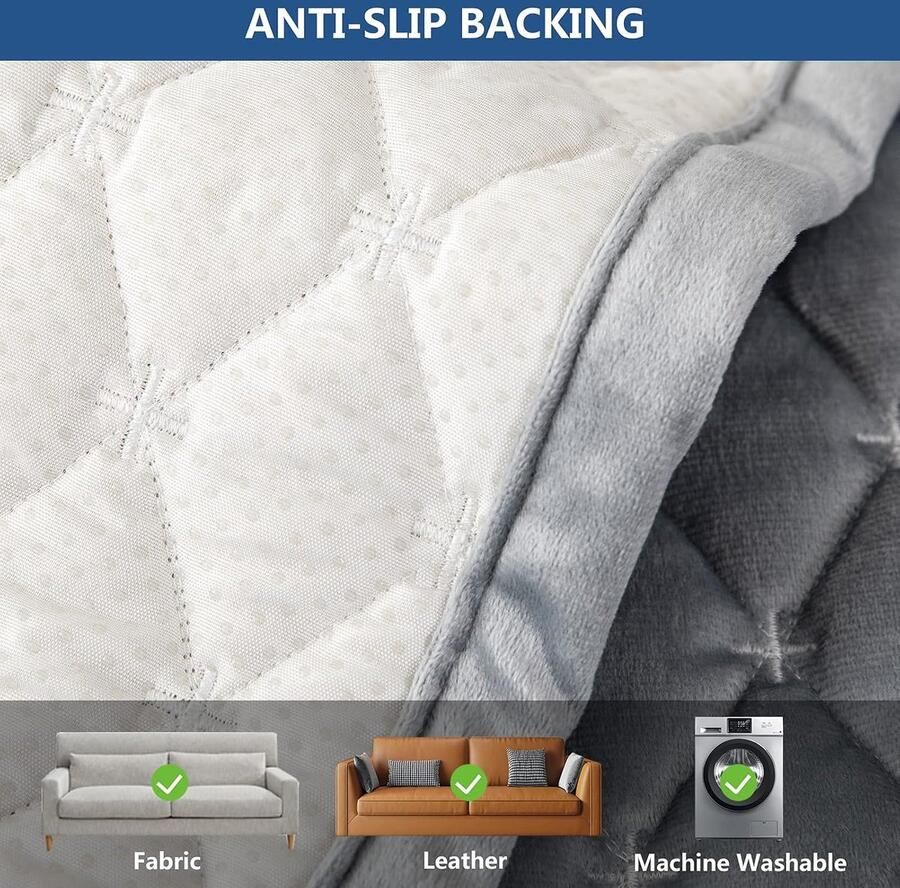 Bankhoes 3-zits anti-slip bankovertrek voor L-vorm chaise longue hoekbank 2-zits beschermhoes woonkamer stoel honden huisdieren lichtgrijs 110 x (slechts 1 stuk)