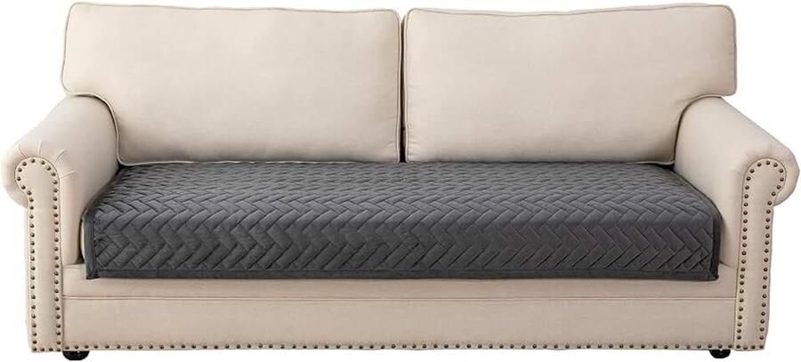 Bankhoes 3-zits anti-slip bankovertrek voor L-vorm chaise longue hoekbank 2-zits hoezen woonkamer stoel honden huisdieren donkergrijs 90 x (slechts 1 stuk)