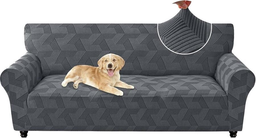 Bankhoes 3 Zits Copridivani Per Divani Elasticizzato Universele Rasbestendig Meubelhoes Anti-Slip Bankhoes Voor Woonkamer Lavabili Voor Huisdier Vriendelijke Lichtgrijs