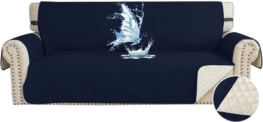 Bankhoes 3 Zits Krasbestendig Bankhoezen Voor Honden Kat Huisdier Universele Sofahoes Met Armleuningen Meubelhoes Antislip Voor Bank Donkerblauw