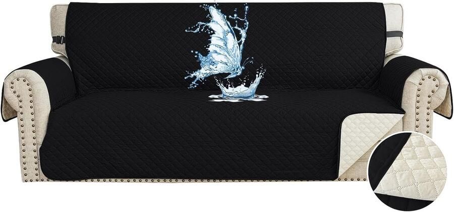 Bankhoes 3 Zits Krasbestendig Bankhoezen Voor Honden Kat Huisdier Universele Sofahoes Met Armleuningen Meubelhoes Antislip Voor Bank Zwart