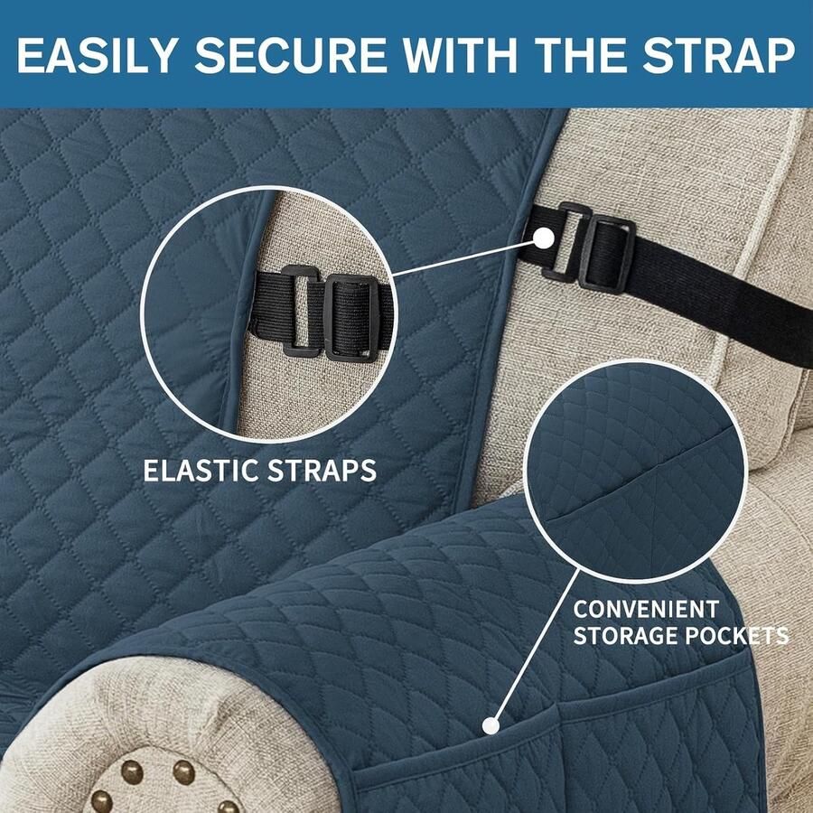 Bankhoes 3 Zits Waterbestendig Bankhoezen Voor Woonkamer 1 Stuks Universele Armsteun Sofahoes Met Anti-slip Schuim Krasbestendig Meubelhoes Voor Bank Berlijns Blauw