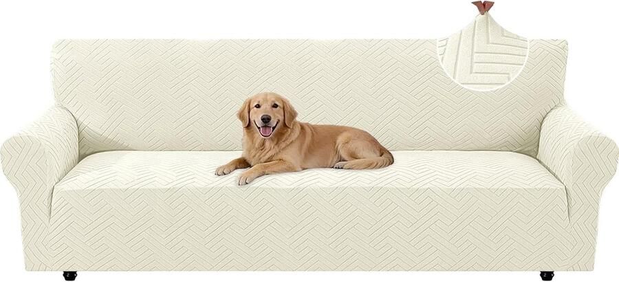Bankhoes 4 Zits Copridivani Per Divani Elasticizzato Anti-Slip Bankhoes Voor Woonkamer Rasbestendig Meubelhoes Lavabili Universele Beige