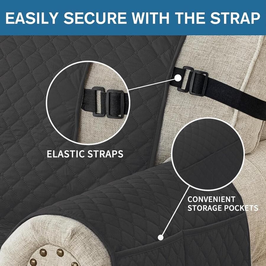 Bankhoes 4 Zits Waterbestendig Bankhoezen Voor Woonkamer 1 Stuks Universele Armsteun Sofahoes Met Anti-slip Schuim Krasbestendig Meubelhoes Voor Bank Zwart